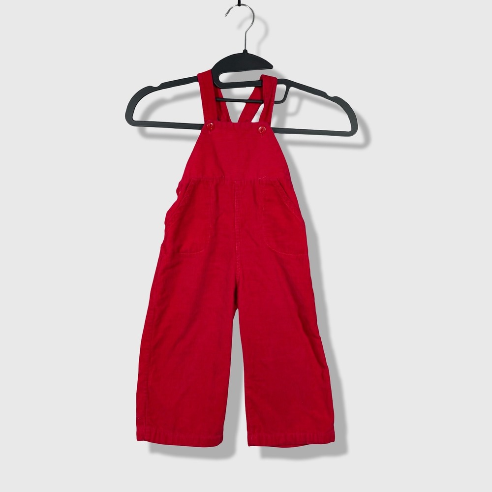 Unbranded Corduroy Overalls‎ Kids 18-24M Red Vintage Retro Casual 80s